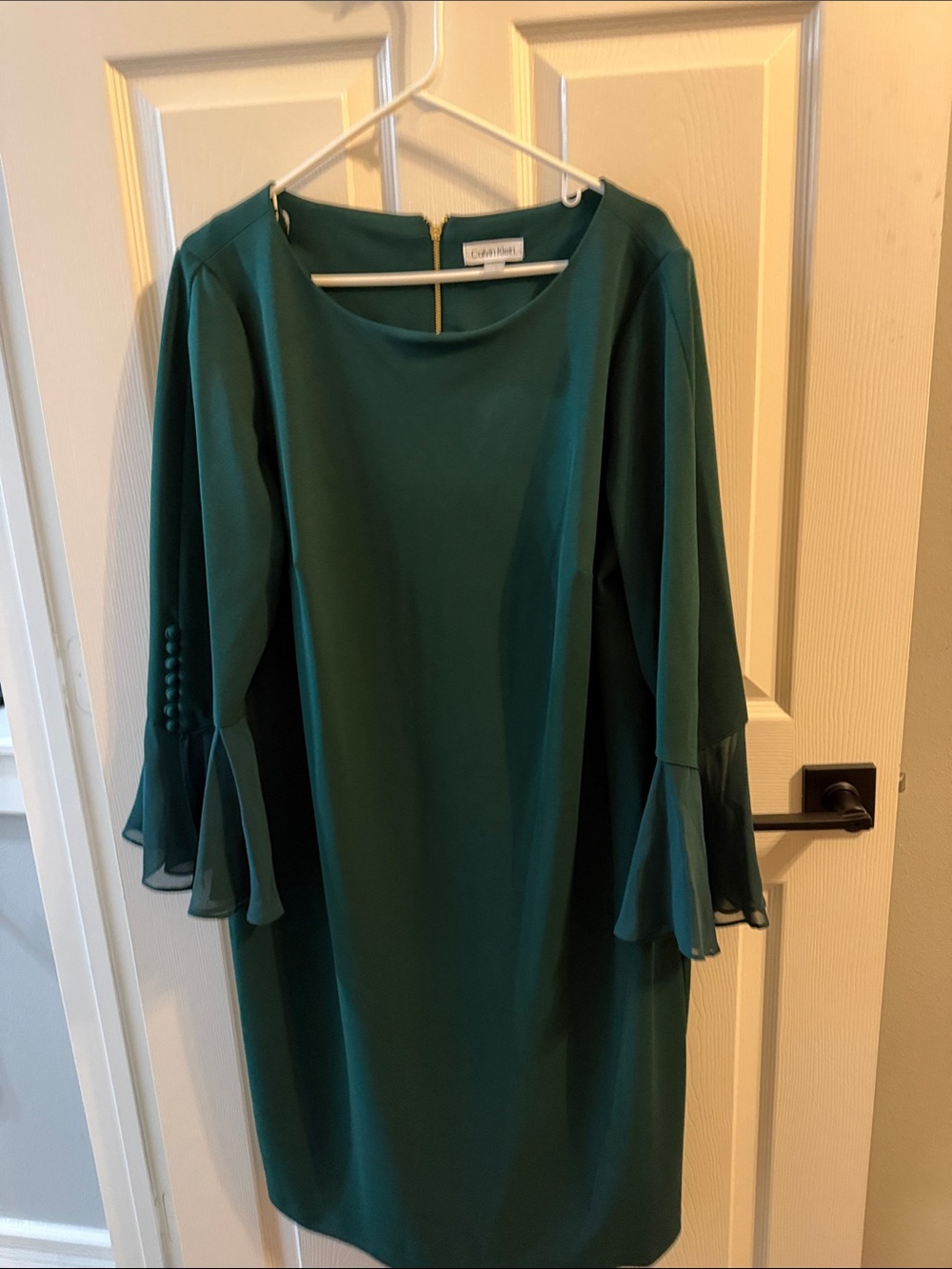 Calvin Klein Emerald Green Bell-Sleeve Shift Dress